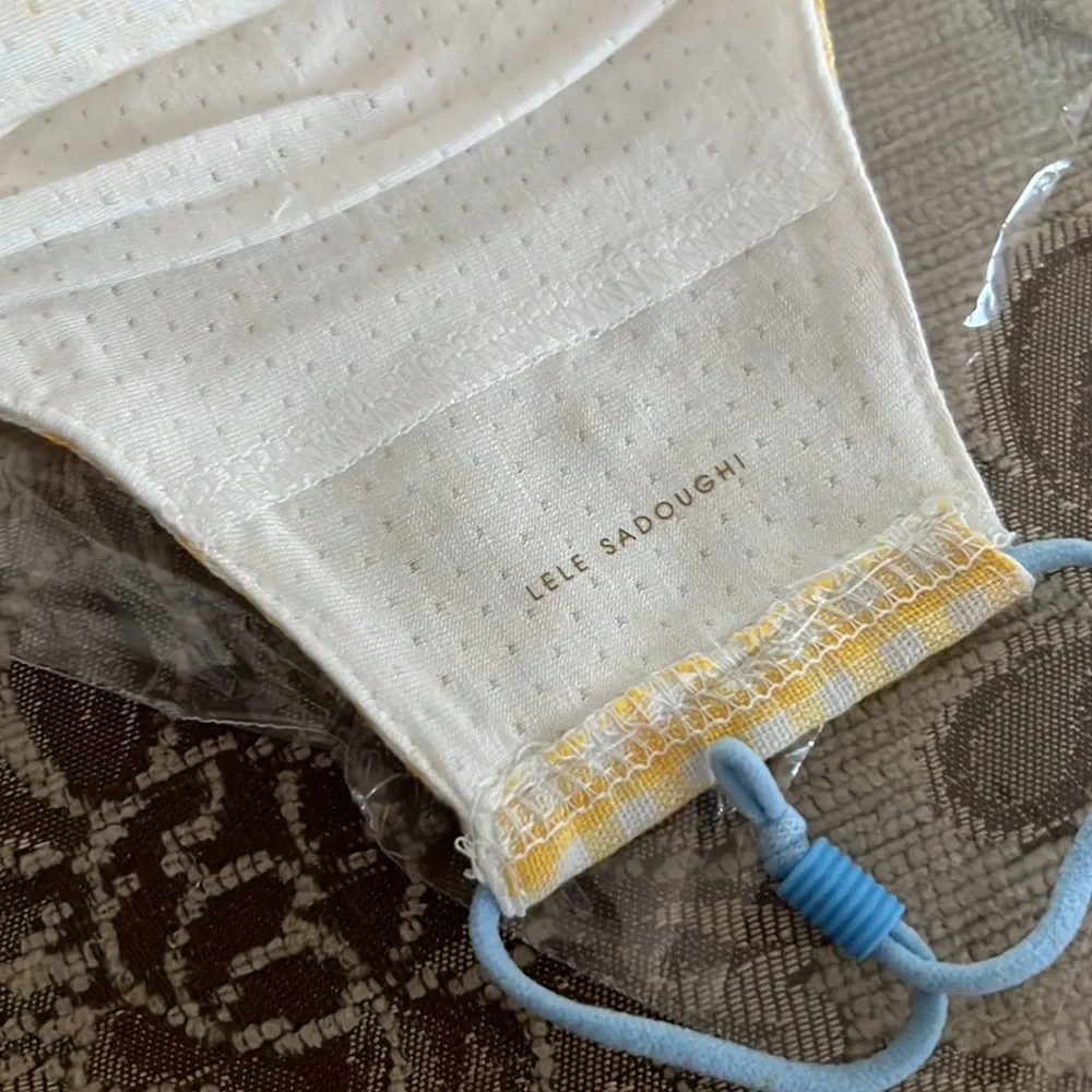 New Lele sadoughi yellow pearl embellished reusable mask